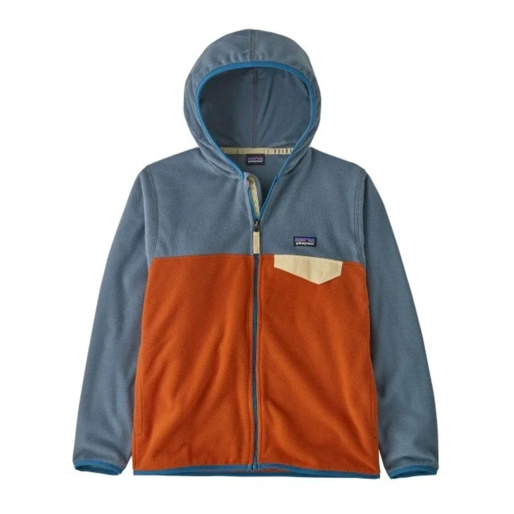 Patagonia Blue Orange Soft Fleece Hooded Full Zip Micro D Snap-T Jacket Size 14